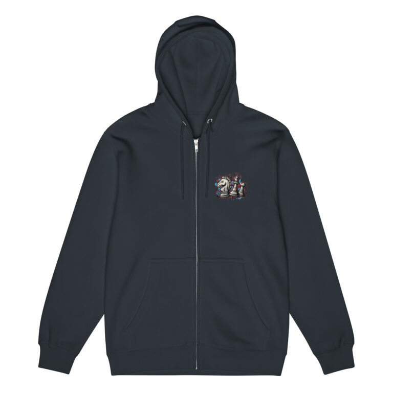 Blue Splat Graffiti Chess Zip Hoodie by Smothered Mate - front