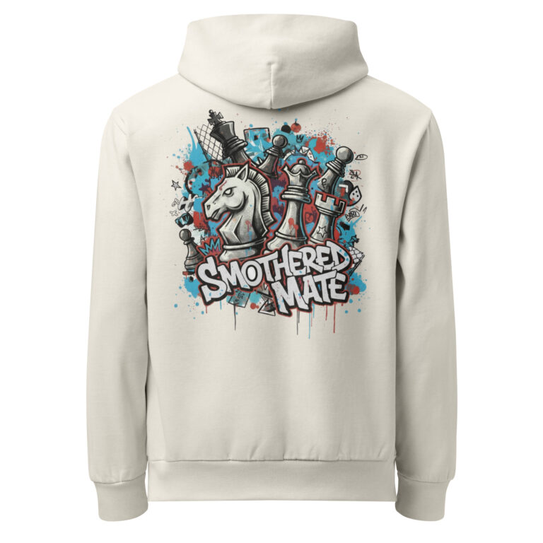 Blue Splat Streetwear Chess Hoodie by Smothered Mate - back